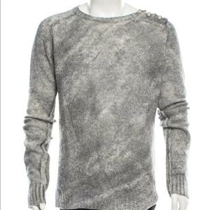 Balmain - gold button sweaters - washed gray - L